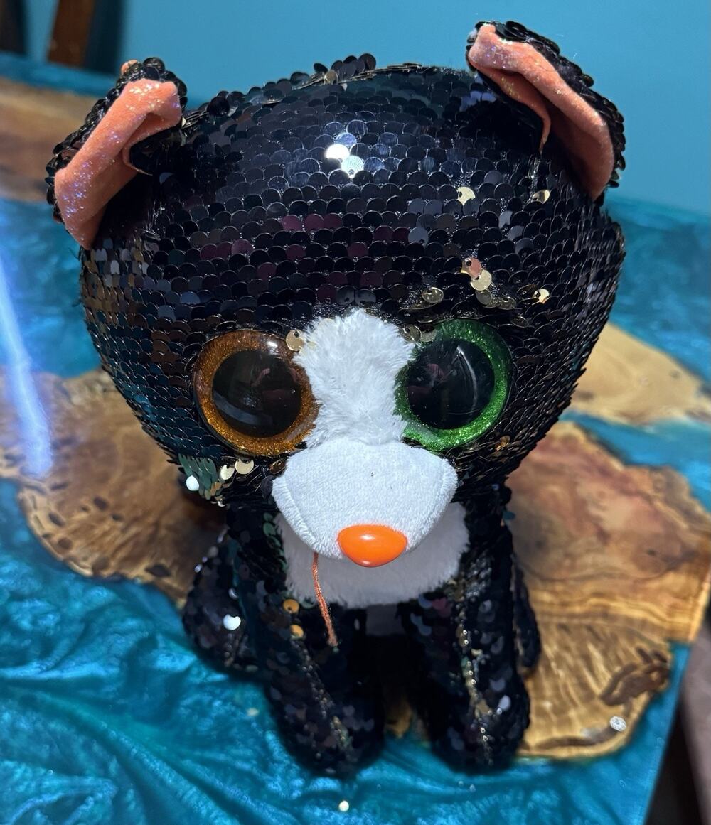 Ty Flippables Trix Sequin Plush Beanie Boo Black Cat Jinx 2017 MPN 41715